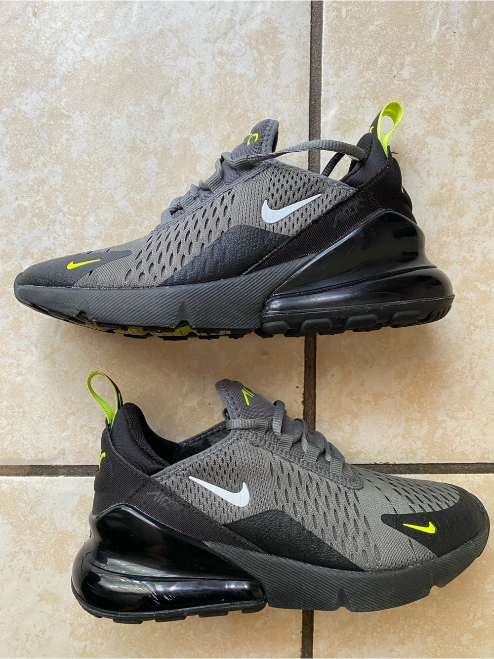 Nike Air Max 270 Gray & Volt Athletic Sneakers